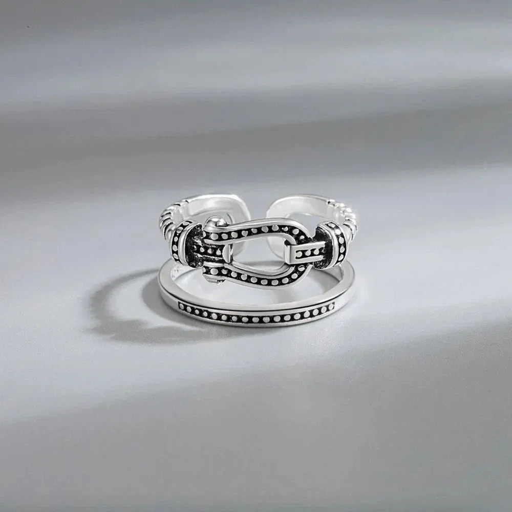Minimalist 925 Sterling Silver Chunky Belt Buckle Ring Vintage Silver Ring